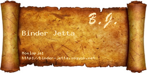 Binder Jetta névjegykártya